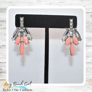 Pink Stone & Crystal Earrings